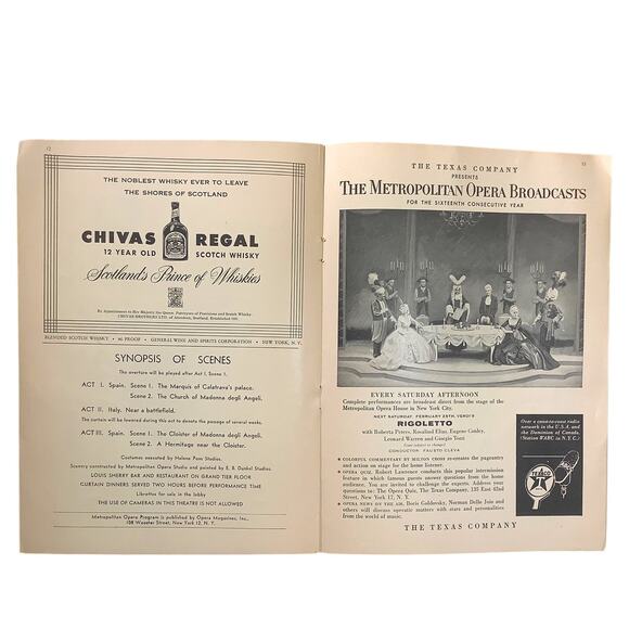 La Forza Del Destino Playbill Feb 21 1956 Metropolitan Opera House, Broadway NYC - Picture 2 of 5